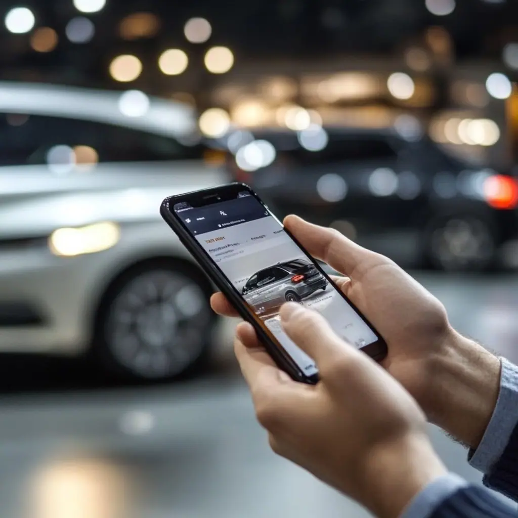 Proceso de inspección de autos con IA mostrando detección de daños digital